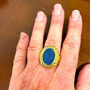 14kfp Gold Ring, Blue chips